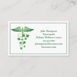 Holistic Medicine Wellness Centre Naturopath Green Business Card