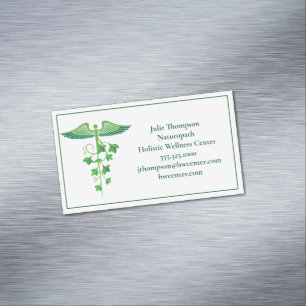 Holistic Medicine Wellness Centre Naturopath Green Magnetic Business Card