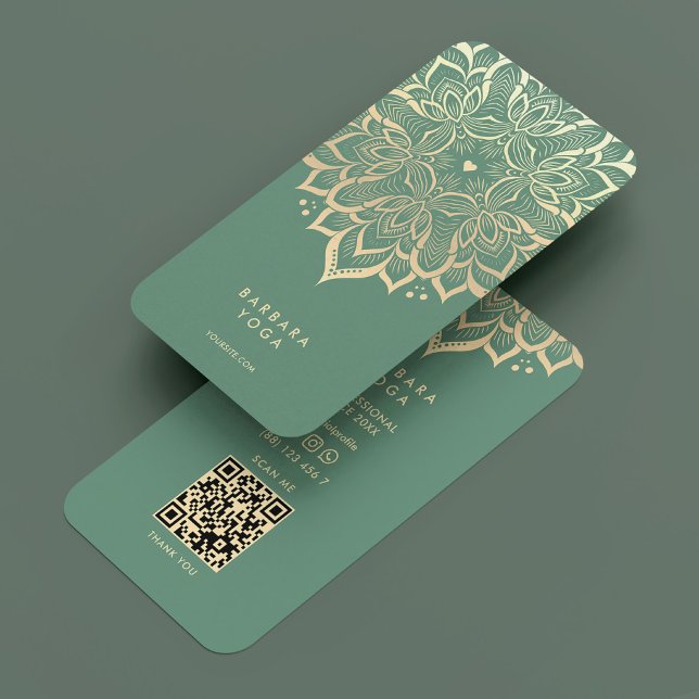 Holistic Personal Trainer Elegant Blue Mandala  Business Card (Personal Trainer Elegant Dusty Blue Gold Mandala Business Card
)