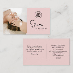 Holistic Therapist Health Coach Pink Referral Card