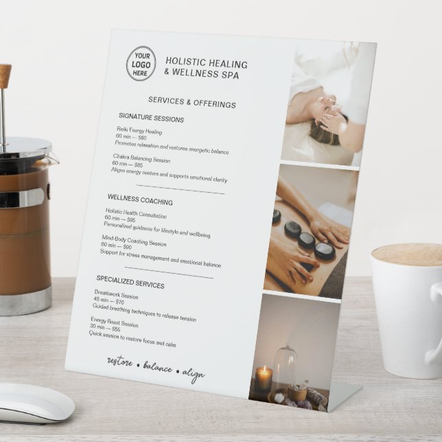 Holistic Wellness Services Menu Logo Photo Pedestal Sign (In SItu)