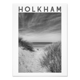 Holkham Beach Norfolk Black and White Poster