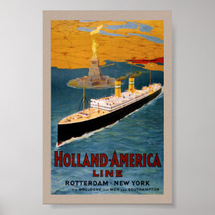 Holland America Line Vintage Poster Restored