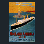 Holland America Line Vintage Poster Restored<br><div class="desc">Restored and digitally enhanced vintage travel poster showing an oceanliner in New York harbour,  with the Statue of Liberty,  and bird's-eye view map of northeastern United States. Imperfections removed. Colours corrected. Image courtesy of Library of Congress.</div>