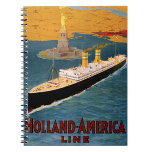 Holland America Line Vintage Poster Restored Notebook