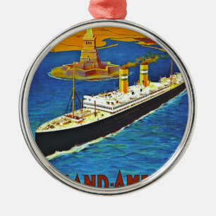 Holland America Line Vintage Travel Poster Metal Tree Decoration