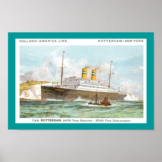 Holland America Line's Rotterdam of 1908 Poster (Front)