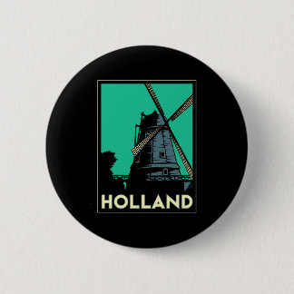 holland art deco vintage retro travel poster 6 cm round badge