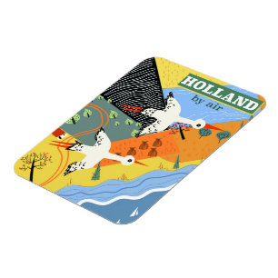 Holland by air vintage vacation print magnet