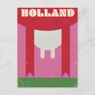 Holland Dairy cow vintage travel poster Postcard
