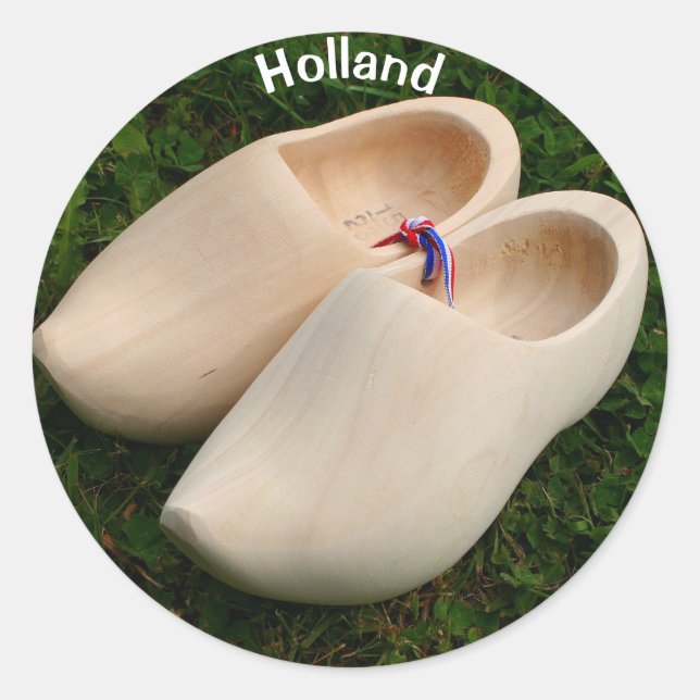 Holland: Dutch wooden clogs Classic Round Sticker (Front)