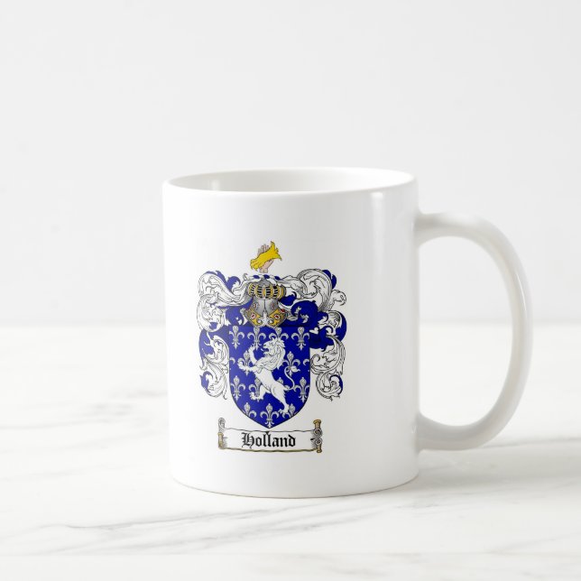 HOLLAND FAMILY CREST -  HOLLAND COAT OF ARMS COFFEE MUG (Right)