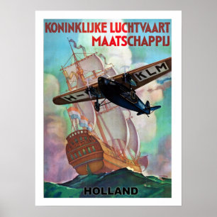 Holland, flying dutch and ghost ship, vintage poster