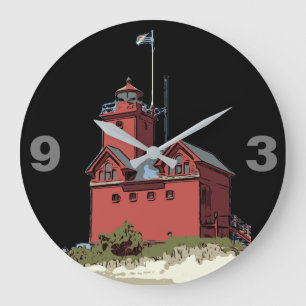 HOLLAND HARBOR LIGHT LARGE CLOCK