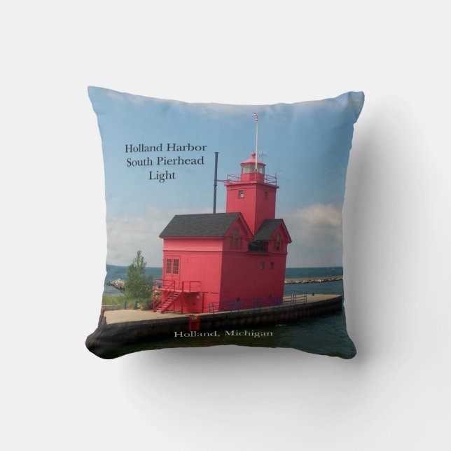 Holland Harbour South Pier Light 2 sided pillow (Front)