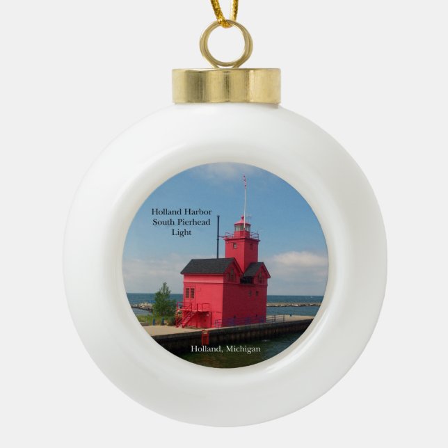 Holland Harbour South Pierhead Light 2015 ornament (Front)
