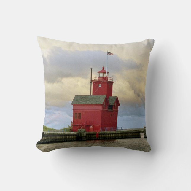 Holland Harbour South Pierhead Light pillow (Front)