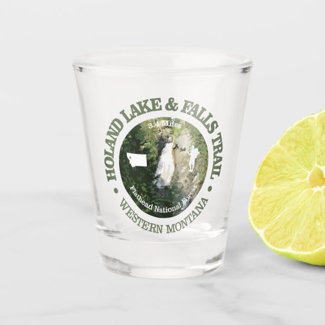 Holland Lake & Falls Trail (rd) Shot Glass (Front)