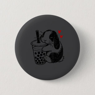 Holland Lop Rabbit Loves Boba Tea Bunny & Bubb 6 Cm Round Badge