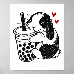 Holland Lop Rabbit Loves Boby Tea Bunny And Bubble Poster
