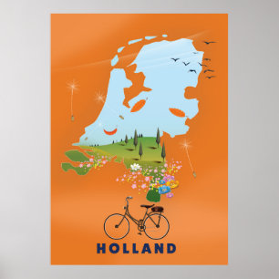 Holland Map travel poster