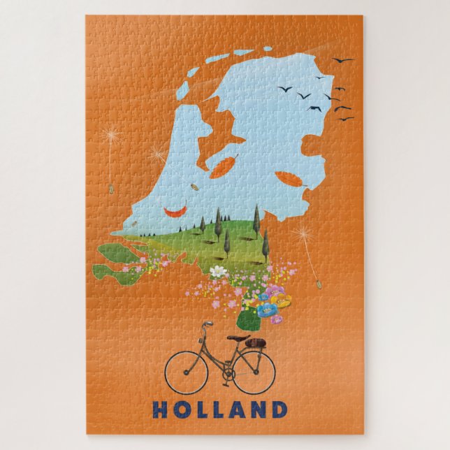 Holland Map travel poster Jigsaw Puzzle (Vertical)