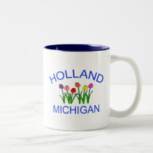 Holland, MI - w/Tulips Two-Tone Coffee Mug