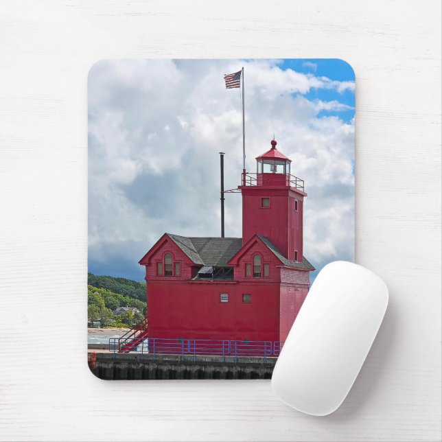 Holland Michigan Big Red Lighthouse Mouse Pad (With Mouse)