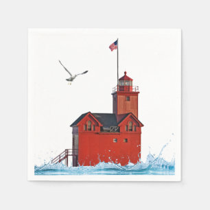 Holland Michigan Big Red Lighthouse  Napkin