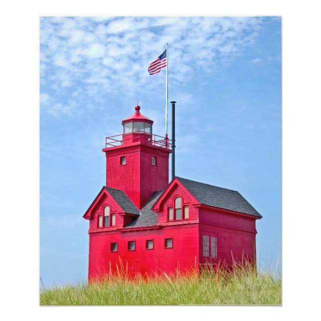 Holland Michigan Big Red Lighthouse Photo Print (Front)