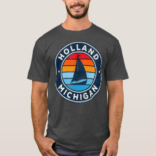 Holland Michigan MI Vintage Sailboat Retro 70s T-Shirt