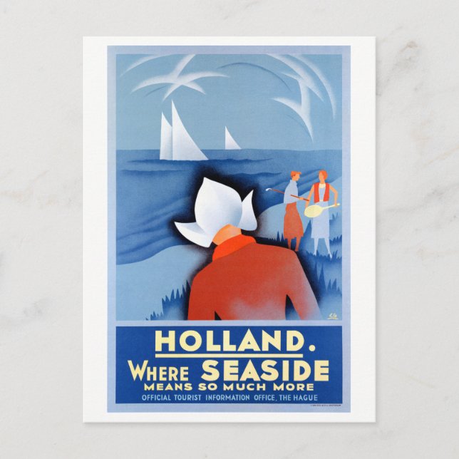 Holland Netherlands Restored Vintage Travel Poster Postcard (Front)