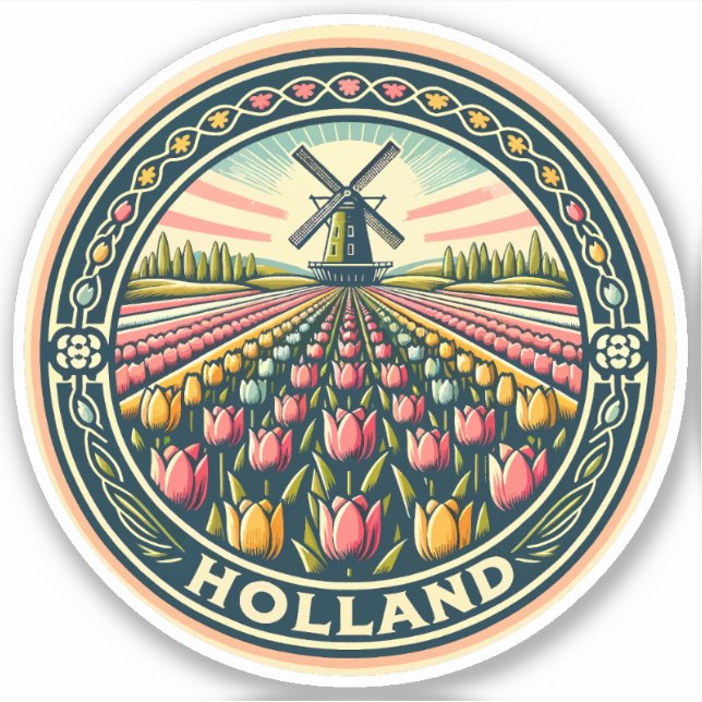 Holland Netherlands Travel Art Badge (Front)