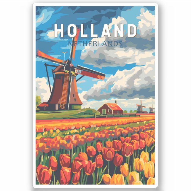 Holland Netherlands Travel Art Vintage (Front)