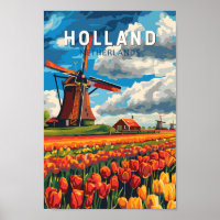 Holland Netherlands Travel Art Vintage