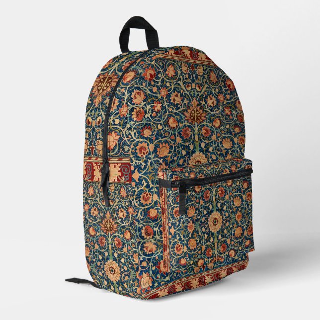 Holland Park by William Morris, Vintage Rug Art Printed Backpack (Back Corner Left)