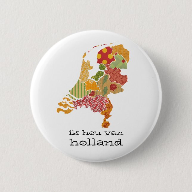 Holland Province Map Bohemian Patchwork Style 6 Cm Round Badge (Front)