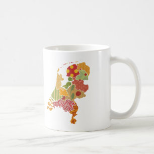 Holland Province Map Bohemian Patchwork Style Coffee Mug