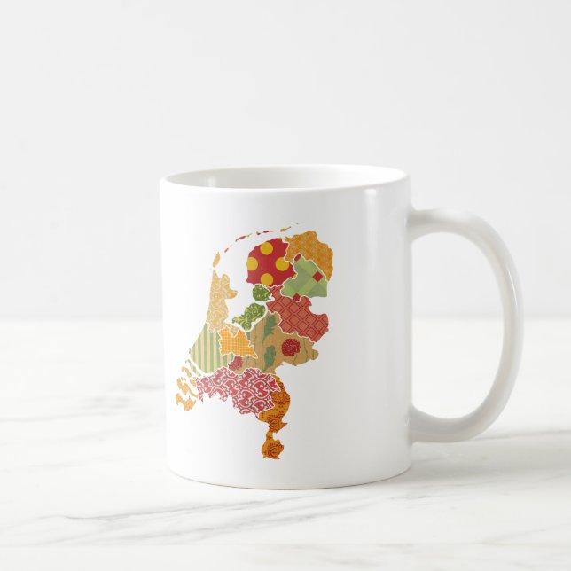 Holland Province Map Bohemian Patchwork Style Coffee Mug (Right)