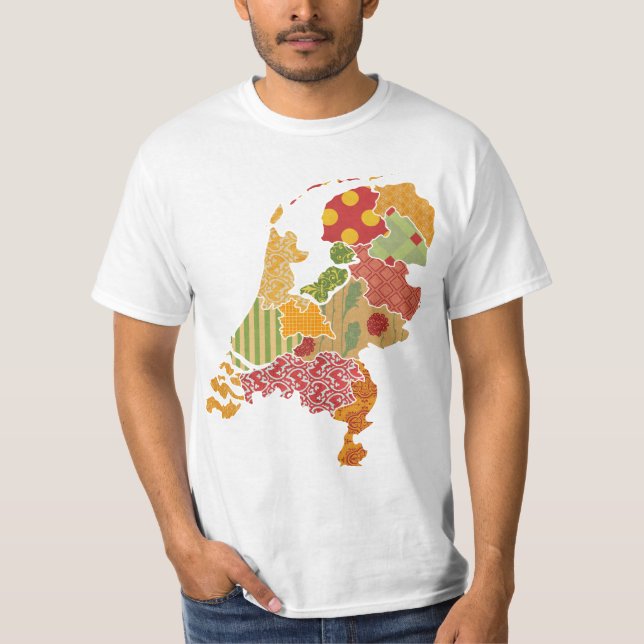 Holland Province Map Bohemian Patchwork Style T-Shirt (Front)