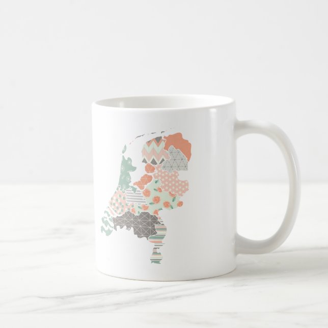 Holland Province Map Geometric Patchwork Style Coffee Mug (Right)