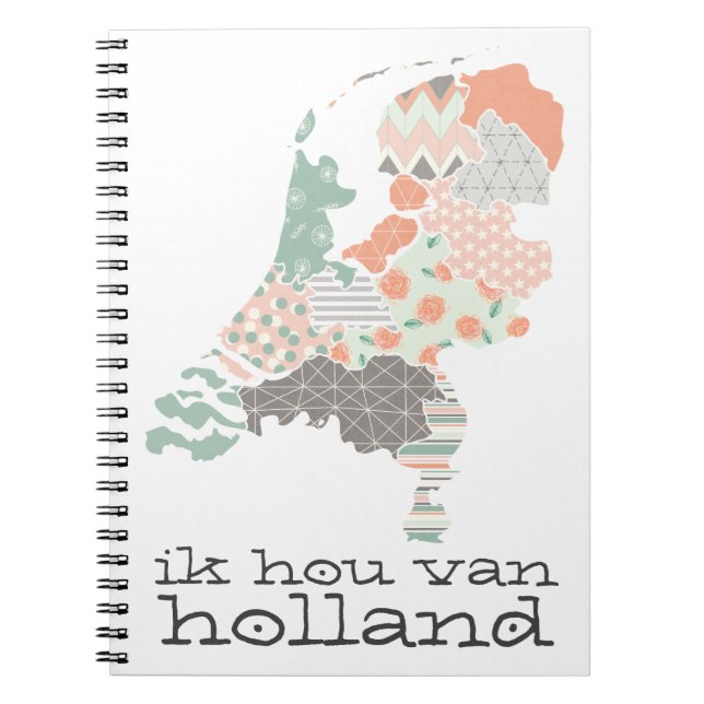 Holland Province Map Geometric Patchwork Style Notebook (Front)