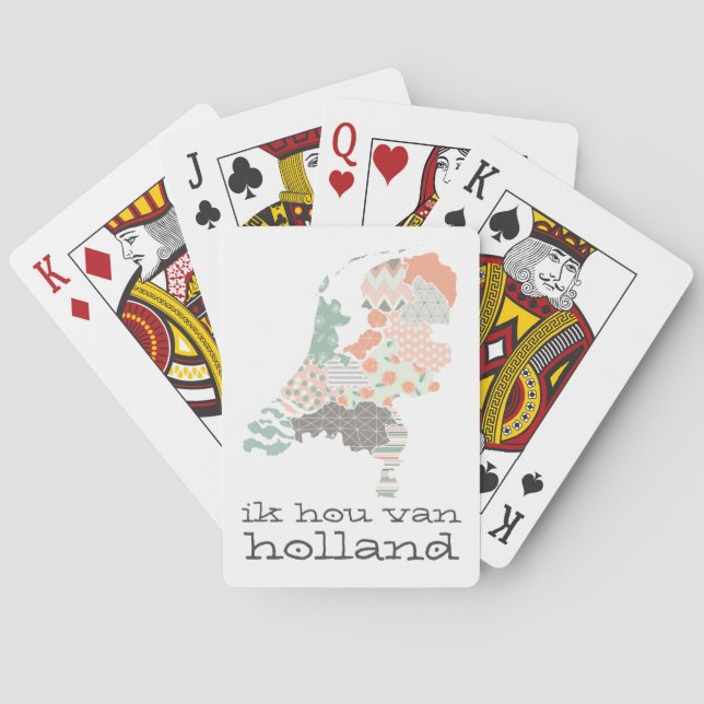 Holland Province Map Geometric Patchwork Style Playing Cards (Back)