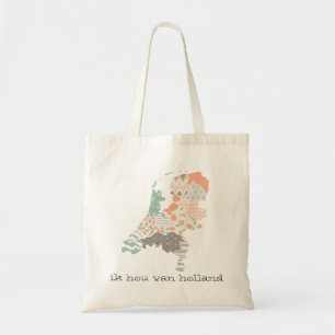 Holland Province Map Geometric Patchwork Style Tote Bag