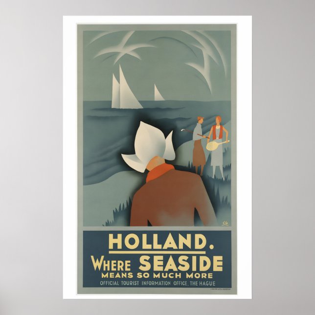 Holland Seaside Netherlands Vintage Travel Poster (Front)