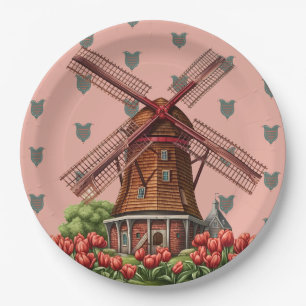 Holland Tulips Paper Plate