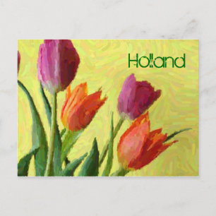 Holland, Vintage Impressionist Tulips Postcard