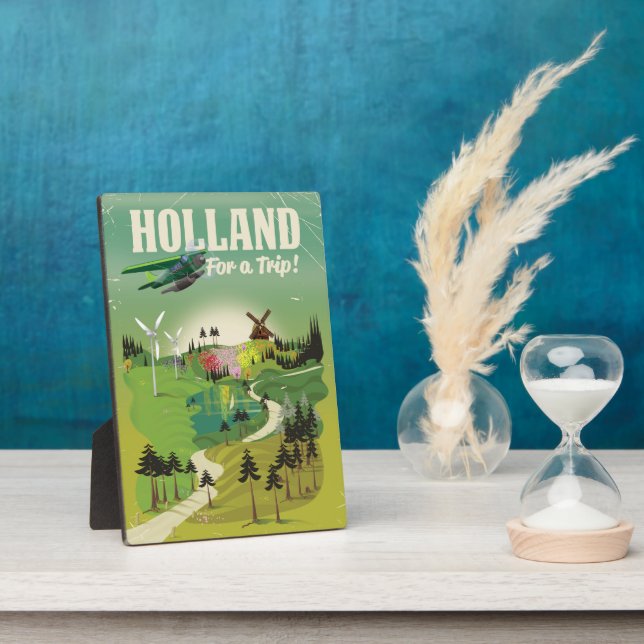 Holland vintage style travel poster canvas print plaque (Side)