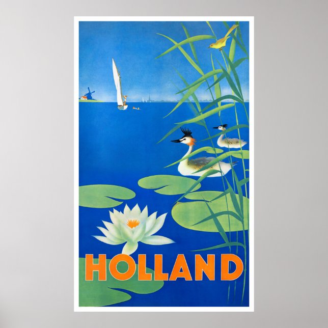 Holland Vintage Travel Poster Restored (Front)