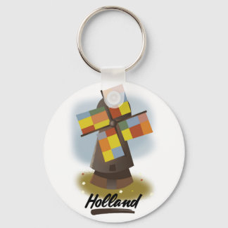 Holland windmill travel poster key ring